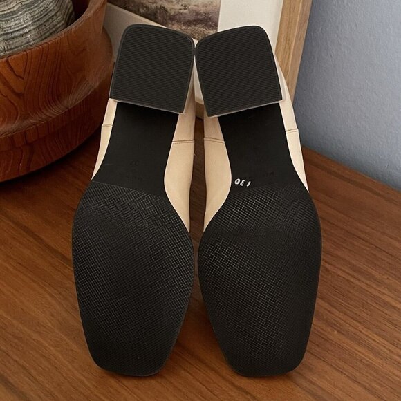 ANGEL ALARCON Made In Spain Leather Block Heel Chelsea Boots Cream - Picture 8 of 11